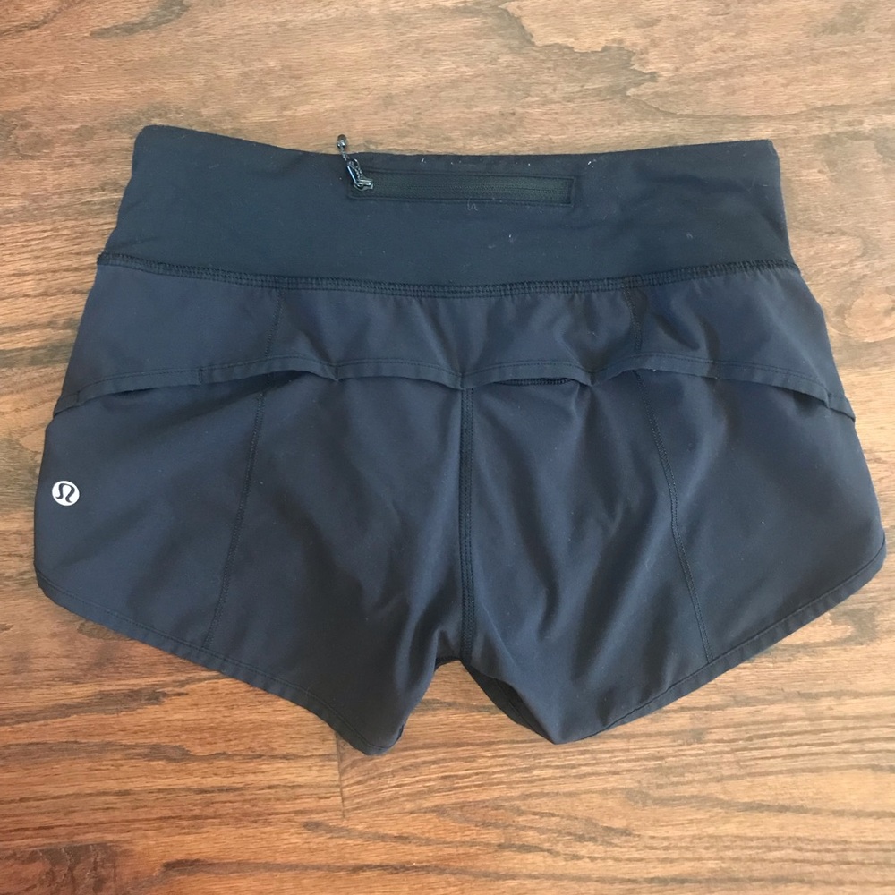 Lululemon Black Speed Up shorts, Size 2